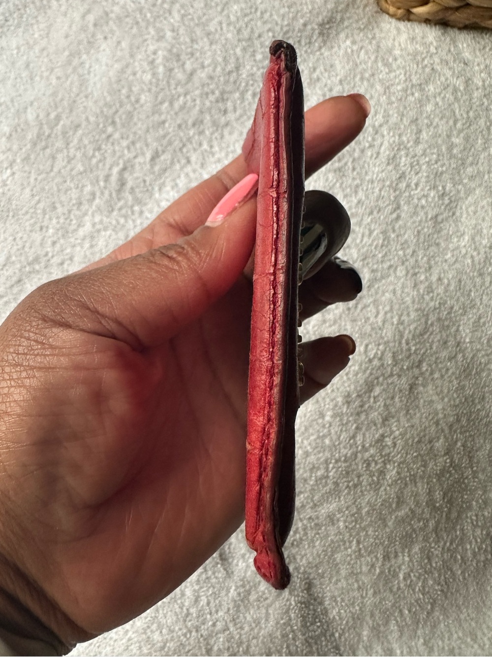SOLD! Miu Miu Red Embossed Croc Leather Card Holder Wallet Authentic - Picture 9 of 11